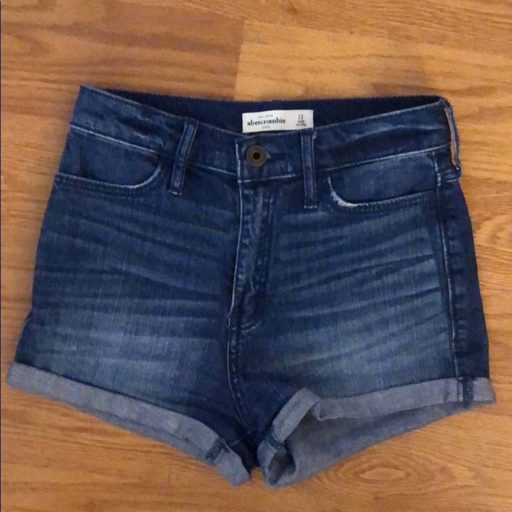 Abercrombie Kids denim high waisted shorts